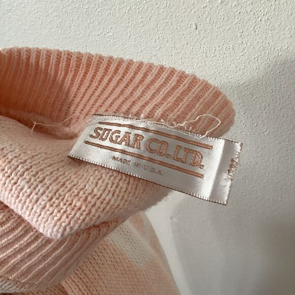 Sugar Co. Vintage 80s Fairy Kei Kawaii Pastel Pink Bear Knitted Sweater XL - Picture 9 of 10